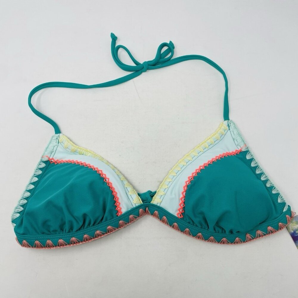 Hobie Juniors Size Medium Stitch Trim Triangle Swim Bikini Top in Green $38 355